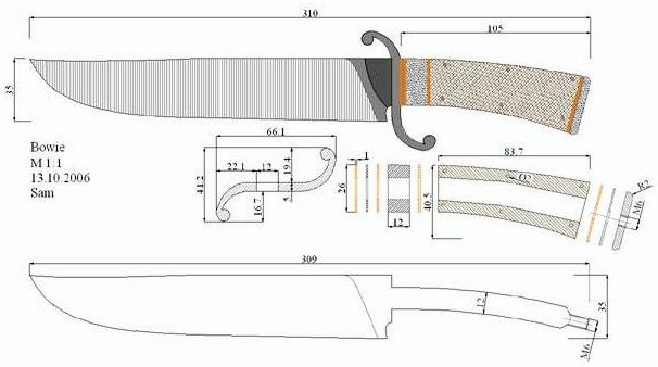 Нож своими руками чертежи. Нож Боуи чертеж с размерами. Охотничьи ножи Боуи чертеж. Чертеж рукоятки ножа пчак. Чертеж ножа Bowie.
