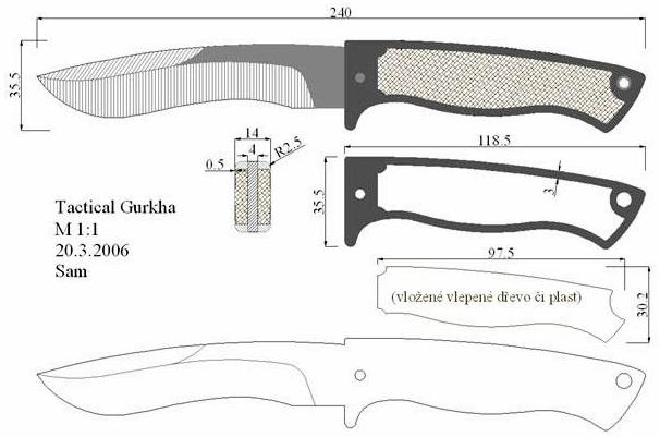 Чертежи мачете с размерами в натуральную величину