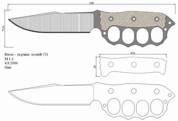 Чертеж деревянного ножа
