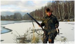 На утку сквозь снега