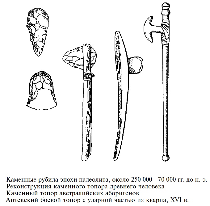 Каменные топоры, краткая история развития и совершенствования, их использование в качестве оружия и орудий труда для хозяйственных нужд.