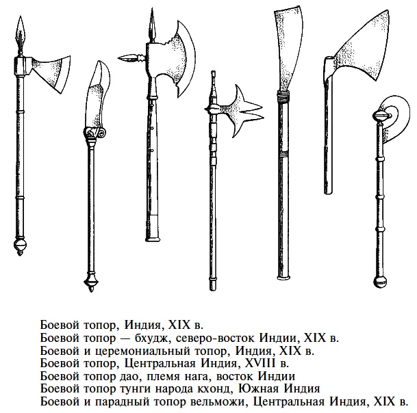 Европейские, восточные и боевые топоры Индии, бердыши, африканские топоры, томагавки.