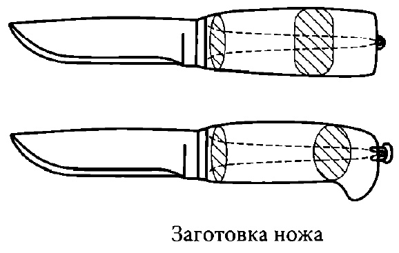 Изготовление цельной и наборной рукояти на клинок ножа, выбор дерева, вываривание и монтаж заготовки на хвостовик.