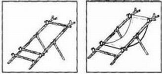 Шалаш-гамак, сидячий гамак, убежище из камыша на болоте в аварийной ситуации для потерпевших бедствие.