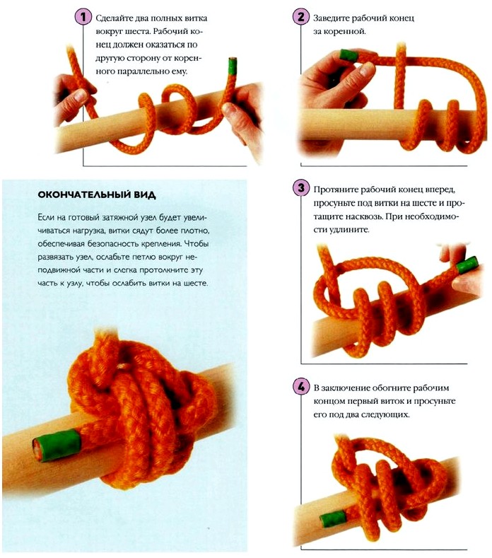Как правильно завязать затяжной узел