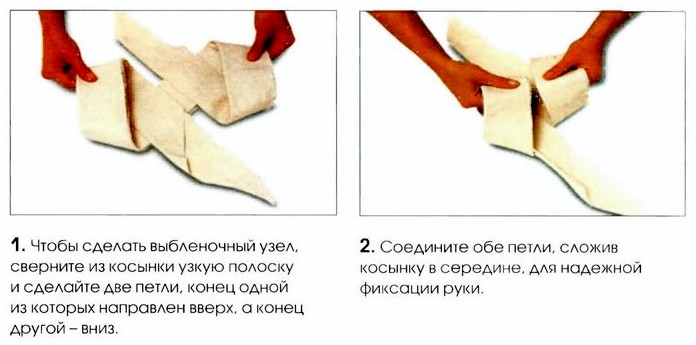 Прежде чем наложить повязку, сделайте выбленочный узел