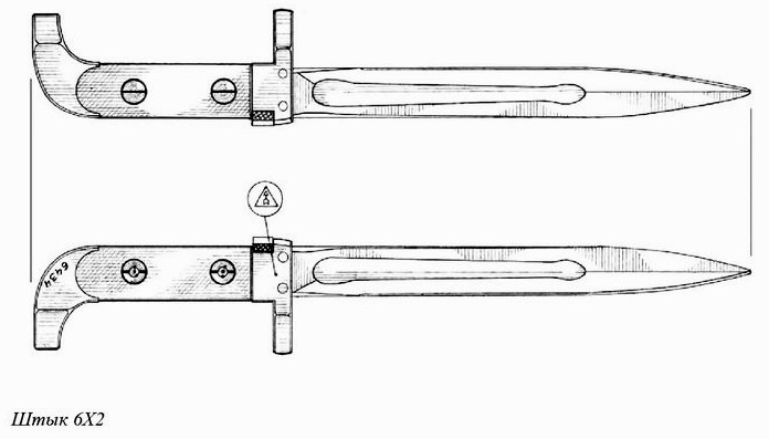 Штык 6Х2 для автомата Калашникова АК, внешний вид, особенности конструкции, годы производства, применяемость