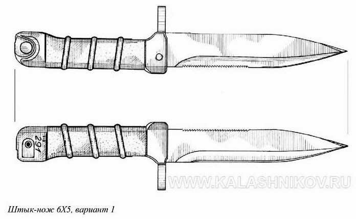 Штык-нож 6Х4 для автомата Калашникова АК74 и АКС74 и снайперской винтовки Драгунова СВД, внешний вид, варианты, особенности конструкции, годы производства, применяемость
