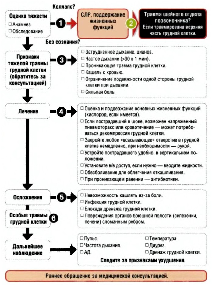 Травмы грудной клетки, алгоритм действий, анамнез и обследование, возможность лечения травмы грудной клетки в полевых условиях, возможные осложнения